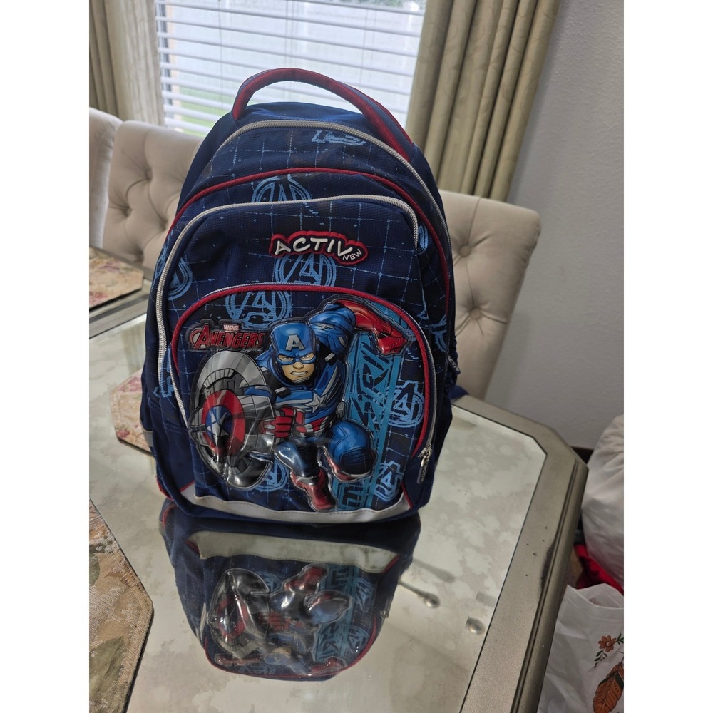 Marvel Avengers Captain America Kids Backpack Blue Red Activ New Superhero Bag - Picture 3 of 6